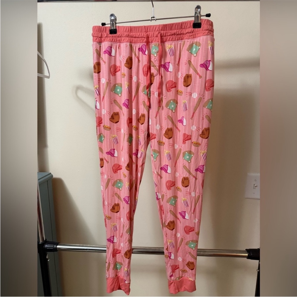 Little Sleepies Pink baseball pajama pants bamboo m medium